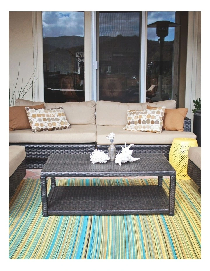 Fab Habitat Cancun Melange Recycled Plastic Outdoor Rug in Lemon image 1