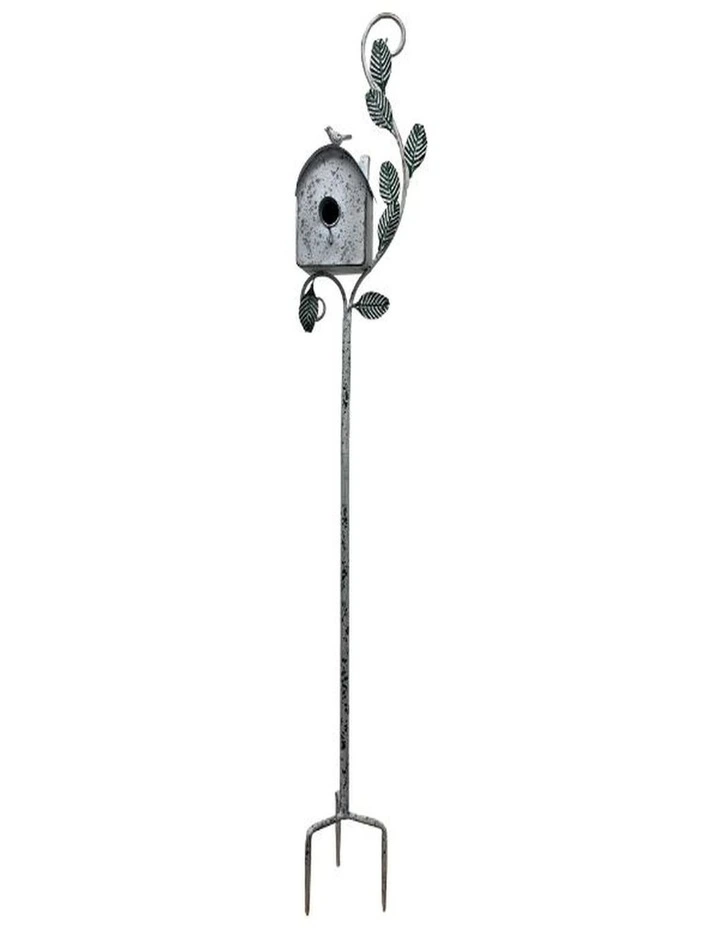 Willow & Silk Paloma White Washed Birdhouse Stake image 1