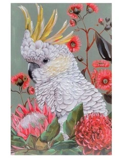 White Cockatoo Hand Painting Canvas For Bright Interior Walls With Artistic Detail