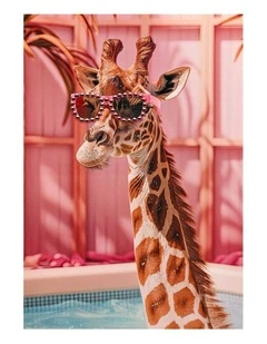 Multicolour Giraffe Acrylic Wall Art With Glossy Finish For Modern Home Interiors