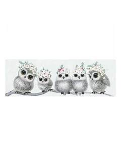 Multicolour Owls With Flowers Canvas Print For Decorative Bedroom Or Living Interiors