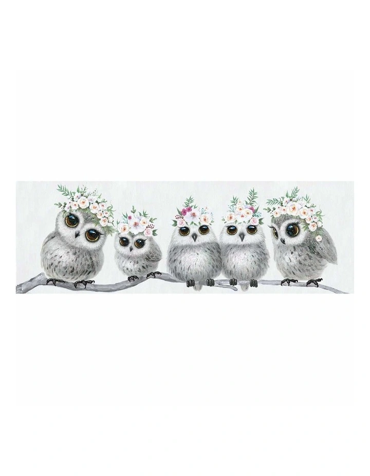 Multicolour Owls With Flowers Canvas Print For Decorative Bedroom Or Living Interiors image 1
