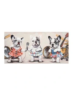 Multicolour French Bulldog Band Hand Painted Canvas Art For Modern Home Dcor