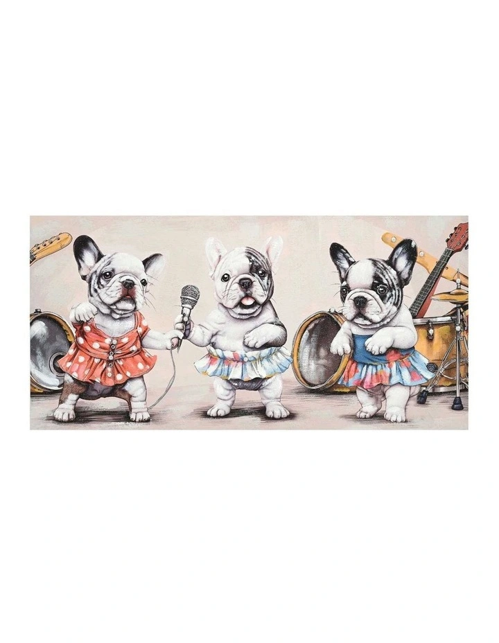 Multicolour French Bulldog Band Hand Painted Canvas Art For Modern Home Dcor image 1