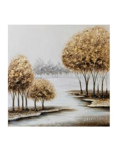 Multicolour Square Trees Hand Painting Canvas For Nature Inspired Home Wall Decor