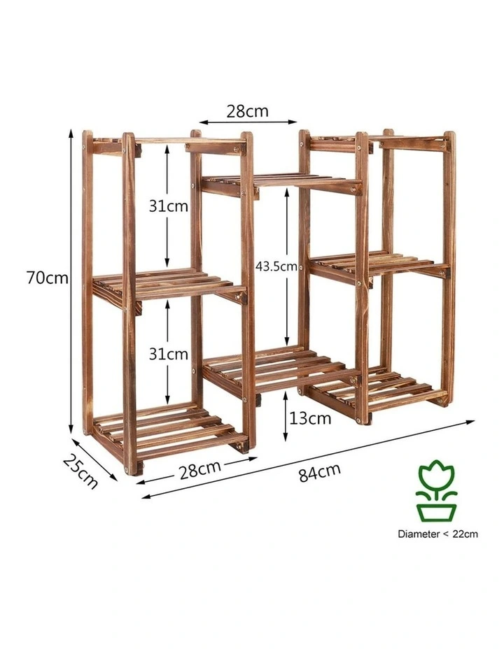 Brown Pine 8 Tier Plant Stand with Stylish Ladder Design for Indoor Balcony and Garden Decor image 7