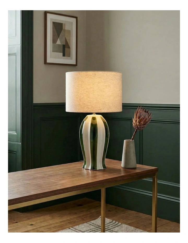 Vale Table Lamp 49cm in Green and White image 4