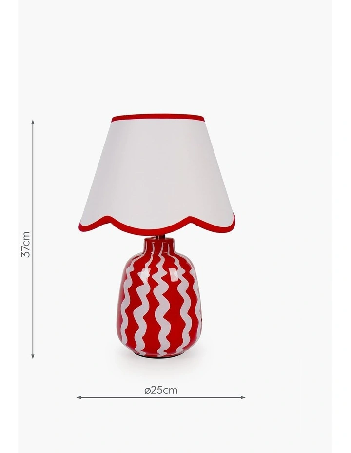 Wave Table Lamp 37cm in Red image 2
