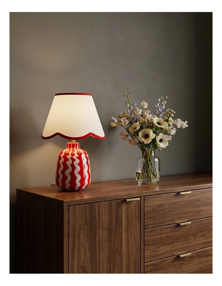 Wave Table Lamp 37cm in Red image 4