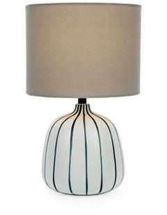 Stripe Table Lamp 33cm in White and Dark Blue