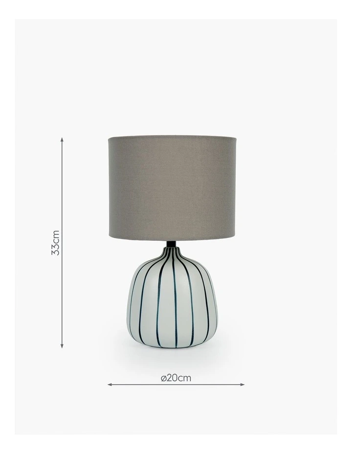 Stripe Table Lamp 33cm in White and Dark Blue image 2