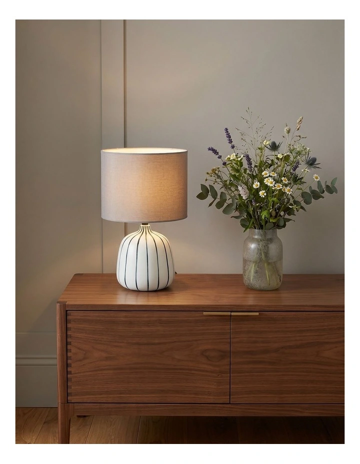 Stripe Table Lamp 33cm in White and Dark Blue image 4
