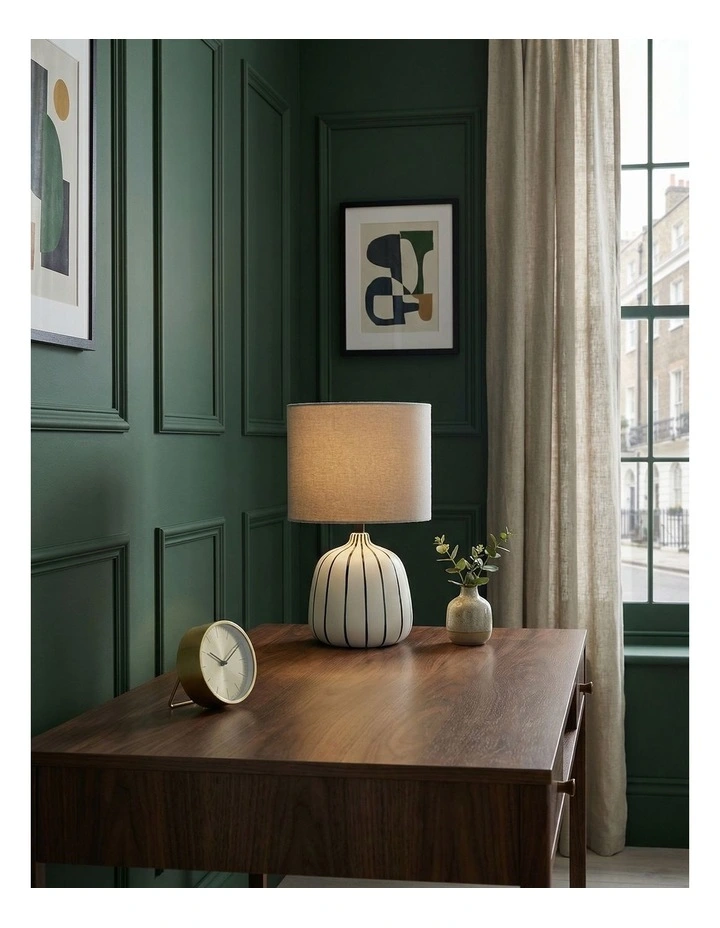 Stripe Table Lamp 33cm in White and Dark Blue image 5
