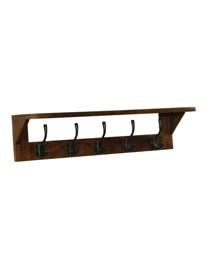 Fab Habitat Reva 65cm Wood And Metal Wall Hook in Walnut image 2
