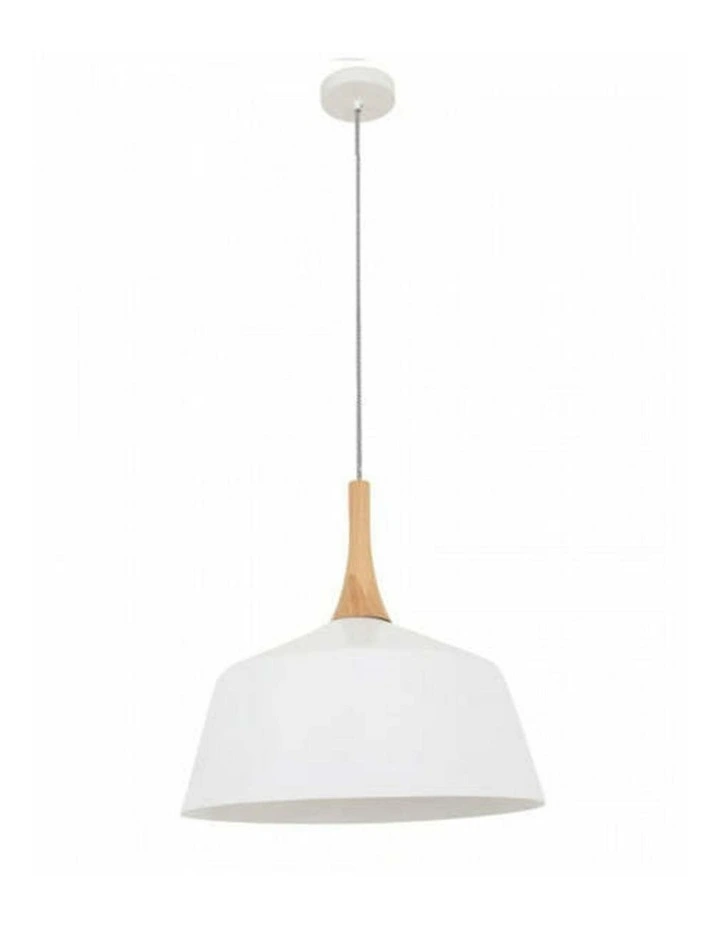 Nordic Modern Scandinavian Medium Dome Shape Steel & Wood Pendant Lights image 1