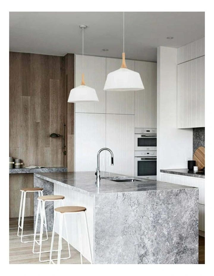 Nordic Modern Scandinavian Medium Dome Shape Steel & Wood Pendant Lights image 2