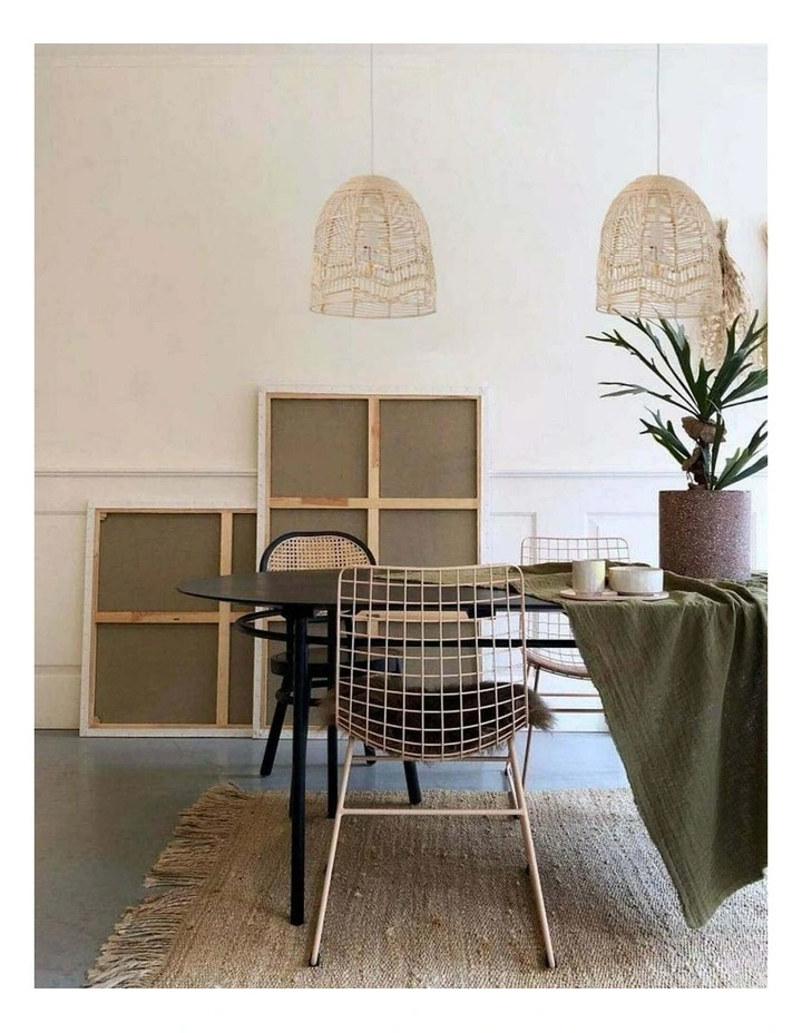 Rota Bohemian Interior Natural Rattan Ellipse Pendant Light image 3