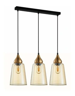 Jerez Bronze Amber/ Smokey Black Ellipse Glass Flat Top Pendant Lights