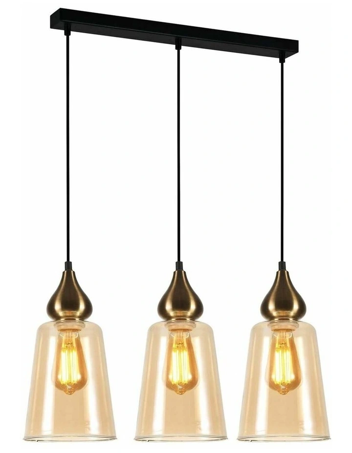 Jerez Bronze Amber/ Smokey Black Ellipse Glass Flat Top Pendant Lights image 2