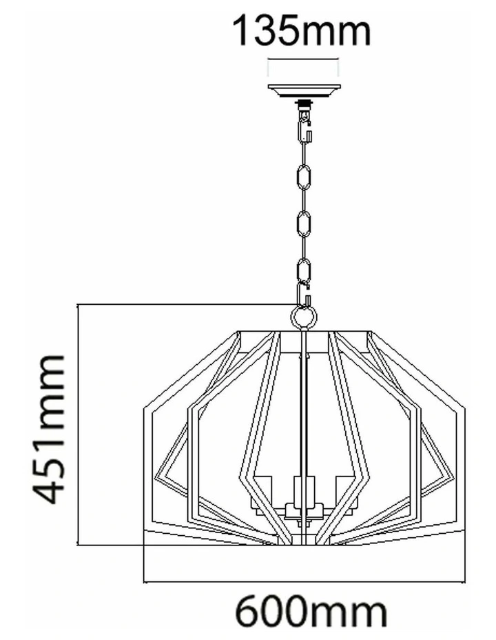 Gamba Industrial Black Rustic Wide Angular Cage Pendant Light image 3