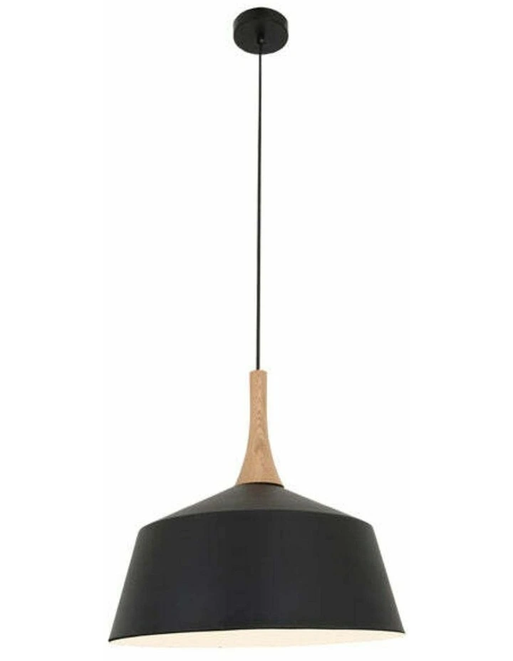 Nordic Modern Scandinavian Medium Dome Shape Steel & Wood Pendant Lights image 1