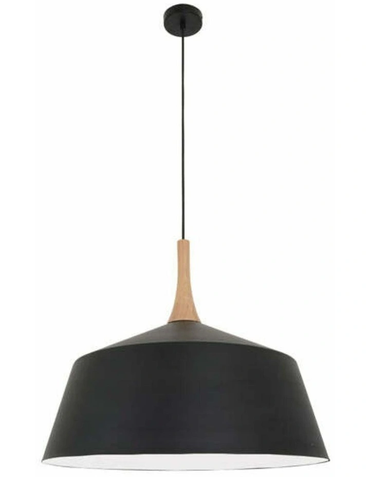 Nordic Modern Scandinavian Large Dome Shape Steel & Wood Pendant Lights image 1