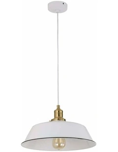 Cerema Interior White with Antique Brass & Black Highlight Angled Dome Pendant Light