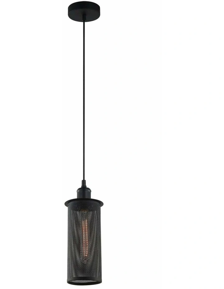 Veneto Industrial Aged Decorative Single Black Mesh Pendant Light image 1