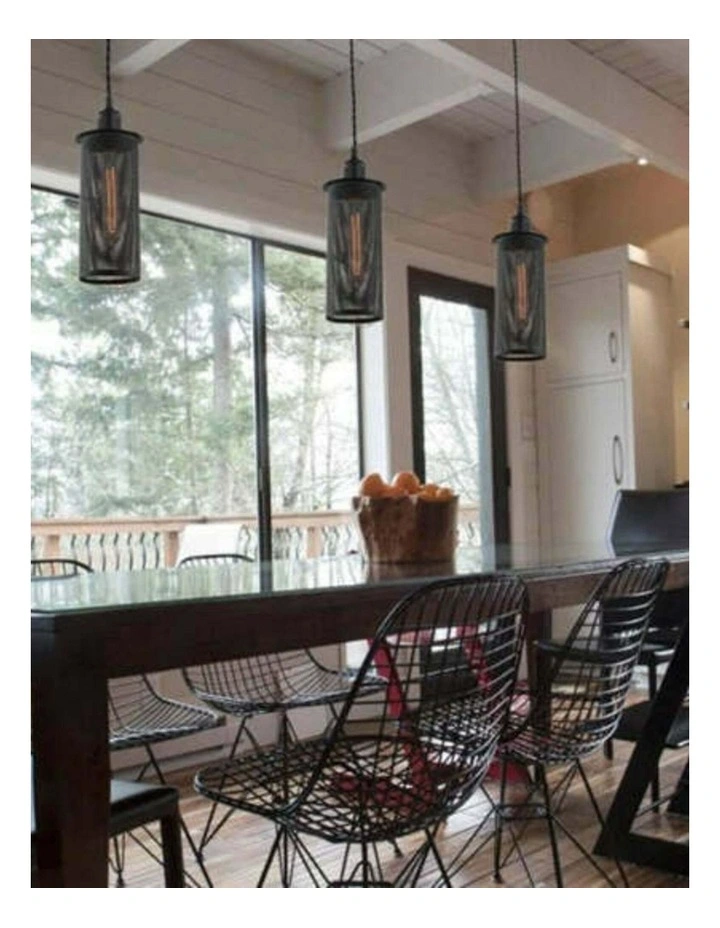 Veneto Industrial Aged Decorative Single Black Mesh Pendant Light image 3