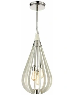 Bonito Rustic Medium Taupe / Winter Moss Wood Tear Drop Pendant Light