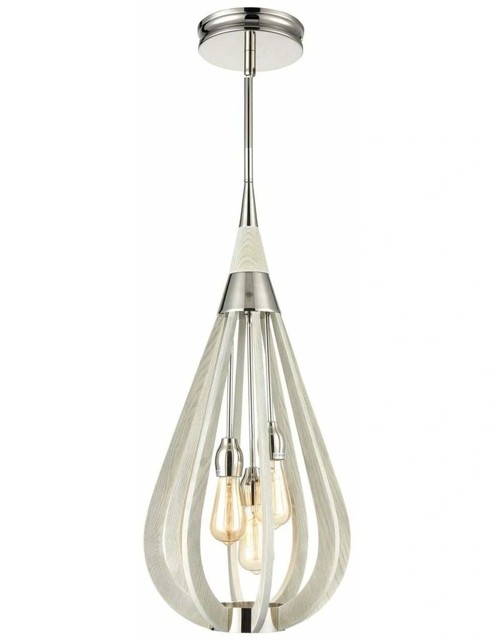 Bonito Rustic Medium Taupe / Winter Moss Wood Tear Drop Pendant Light image 1