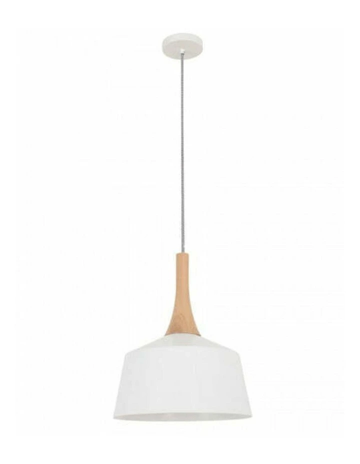 Nordic Modern Scandinavian Small Dome Shape Steel & Wood Pendant Lights image 1