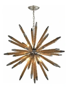 Mazza Medieval Style Natural Rope 8 light Pendant Light