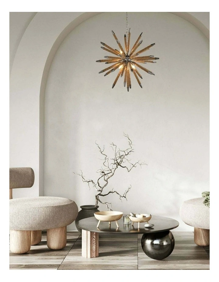 Mazza Medieval Style Natural Rope 8 light Pendant Light image 2