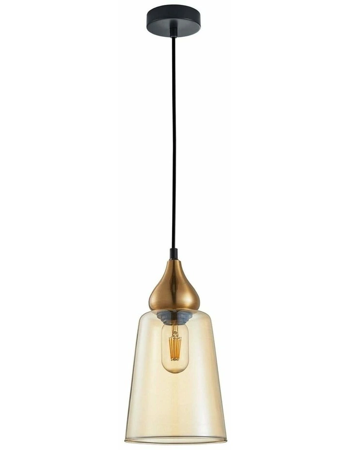 Jerez Modern Bronze Amber / Smokey Black Ellipse Glass Flat Top Pendant Lights image 1