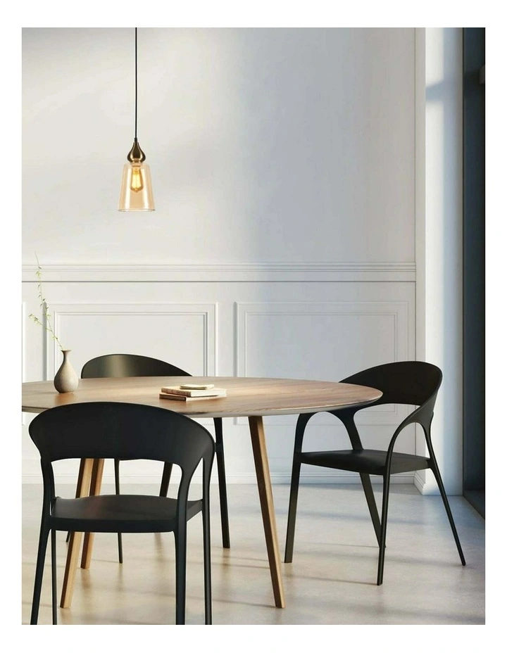 Jerez Modern Bronze Amber / Smokey Black Ellipse Glass Flat Top Pendant Lights image 3
