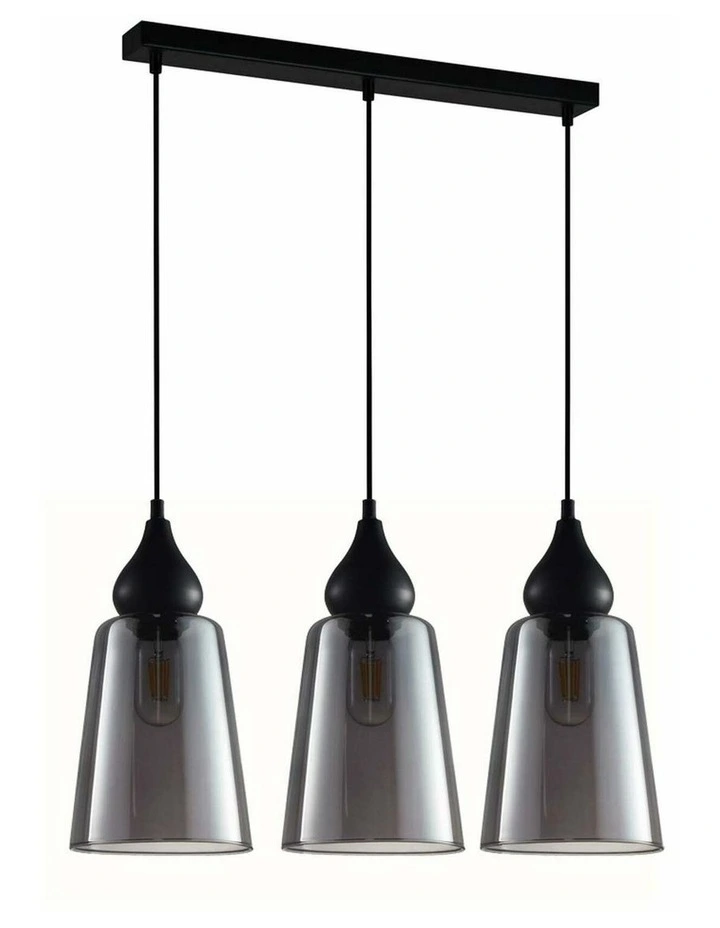 Jerez Bronze Amber/ Smokey Black Ellipse Glass Flat Top Pendant Lights image 1