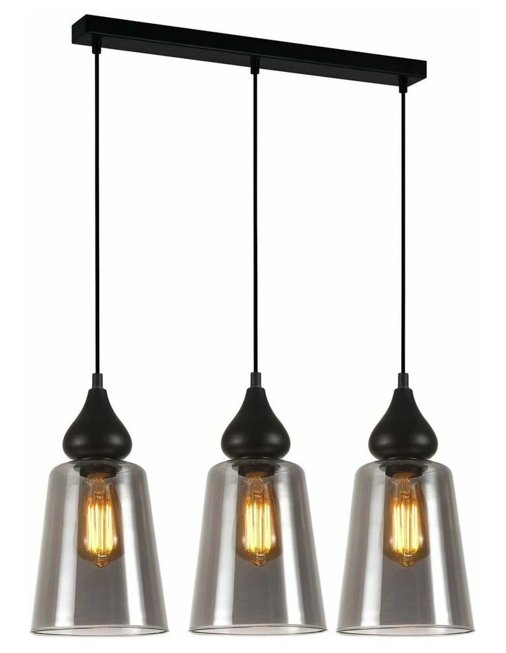 Jerez Bronze Amber/ Smokey Black Ellipse Glass Flat Top Pendant Lights image 2
