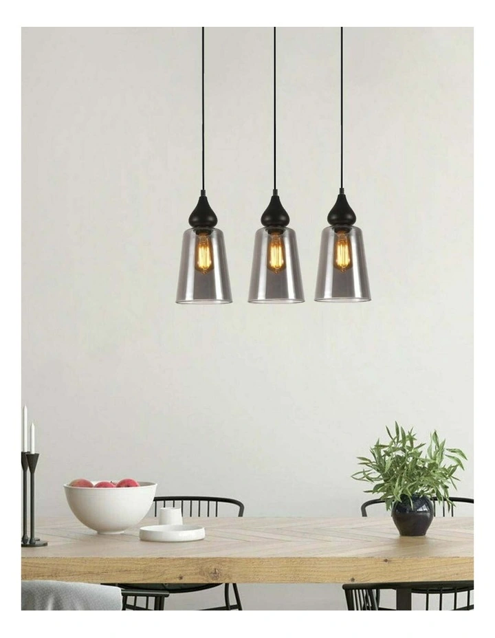 Jerez Bronze Amber/ Smokey Black Ellipse Glass Flat Top Pendant Lights image 3