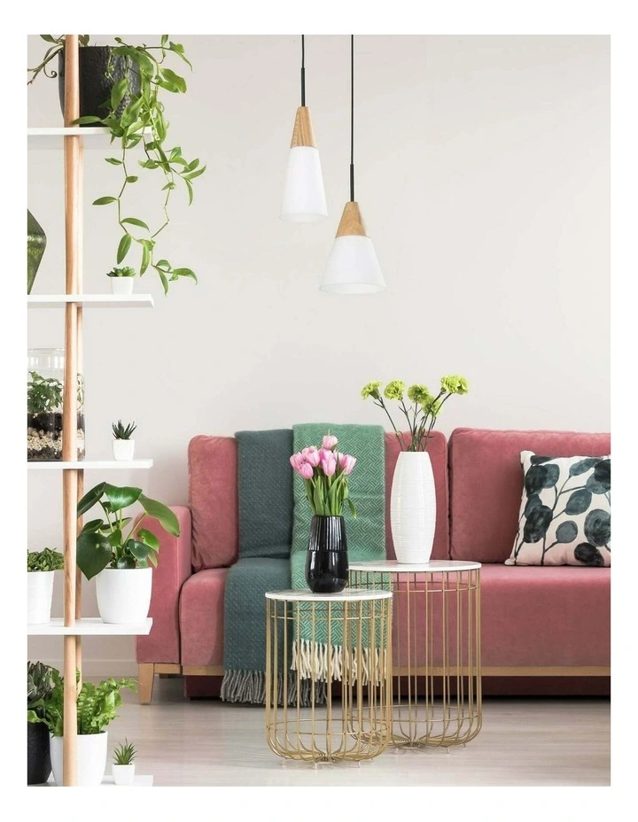 Finn Scandinavian Blonde Wood & Opal Glass Medium Cone Pendant Light image 3