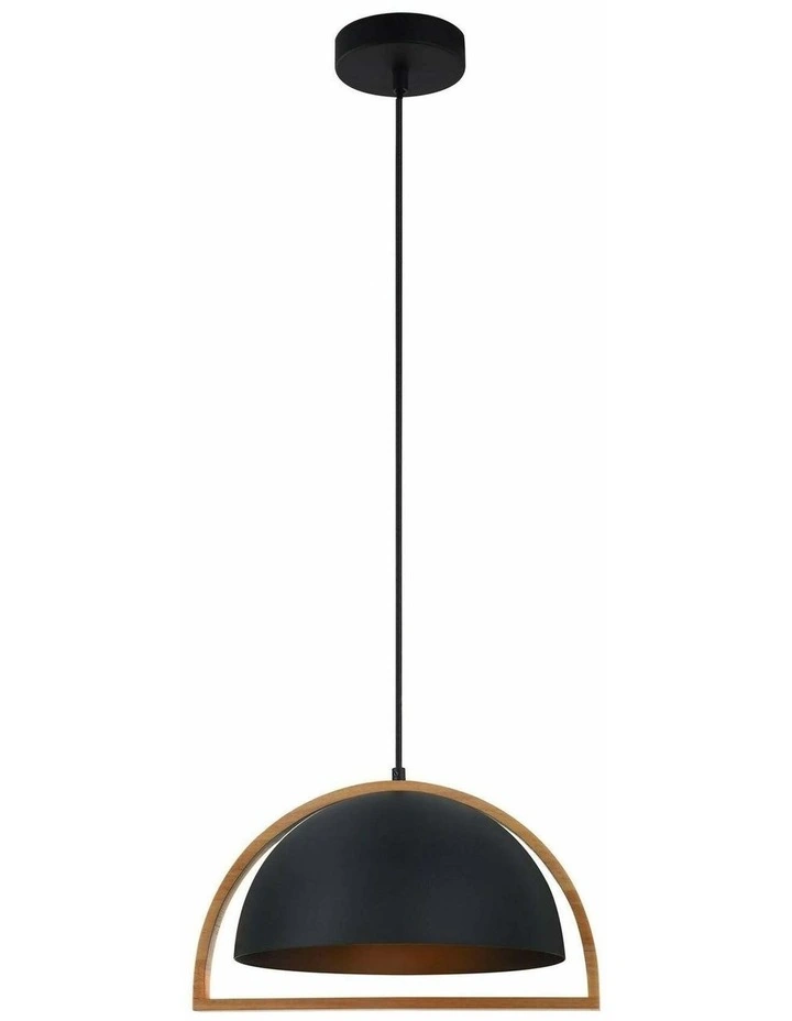 Swing Dome With Wood Frame Pendant Lights image 1