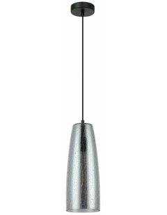 Chuva Smokey Black Mirror Finish Glass with Rain Drop Effect Long Cone Pendant Light