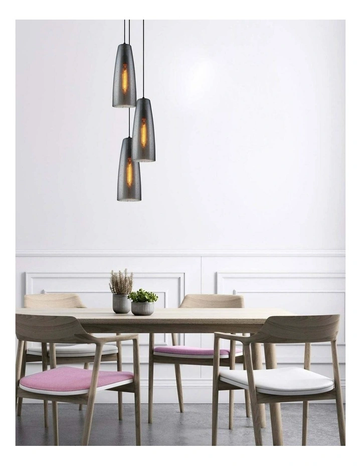 Chuva Smokey Black Mirror Finish Glass with Rain Drop Effect Long Cone Pendant Light image 3