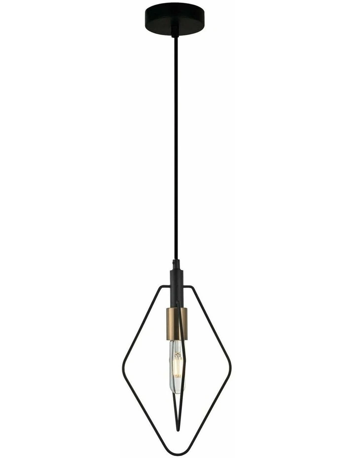 Contour Interior Black Wire Diamond Shape Pendant Light image 1