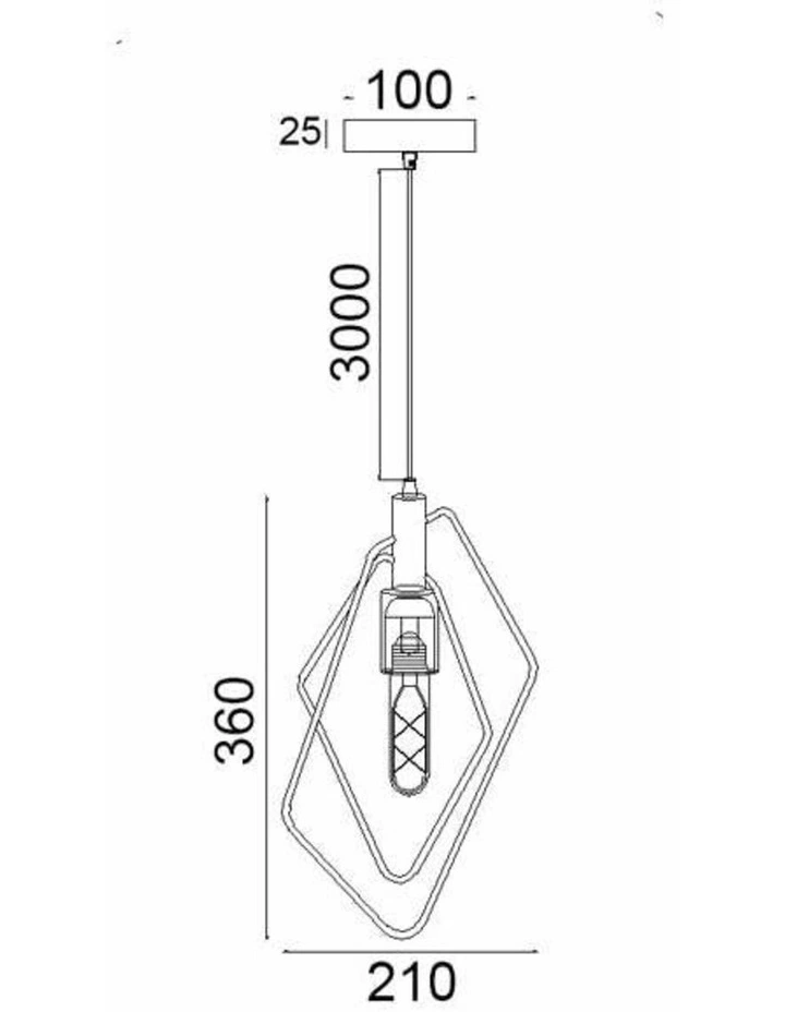 Contour Interior Black Wire Diamond Shape Pendant Light image 4
