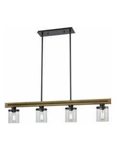 Meti Medieval Rustic Warm Chestnut Wood Bar Pendant Light