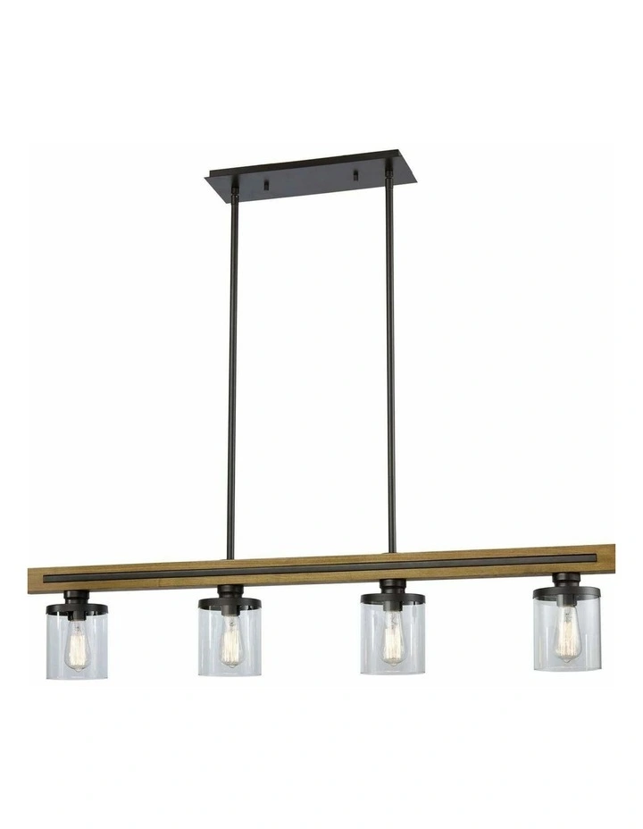 Meti Medieval Rustic Warm Chestnut Wood Bar Pendant Light image 1