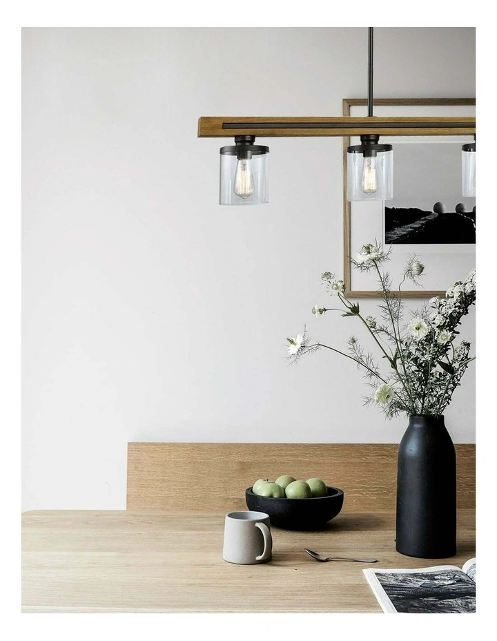 Meti Medieval Rustic Warm Chestnut Wood Bar Pendant Light image 2