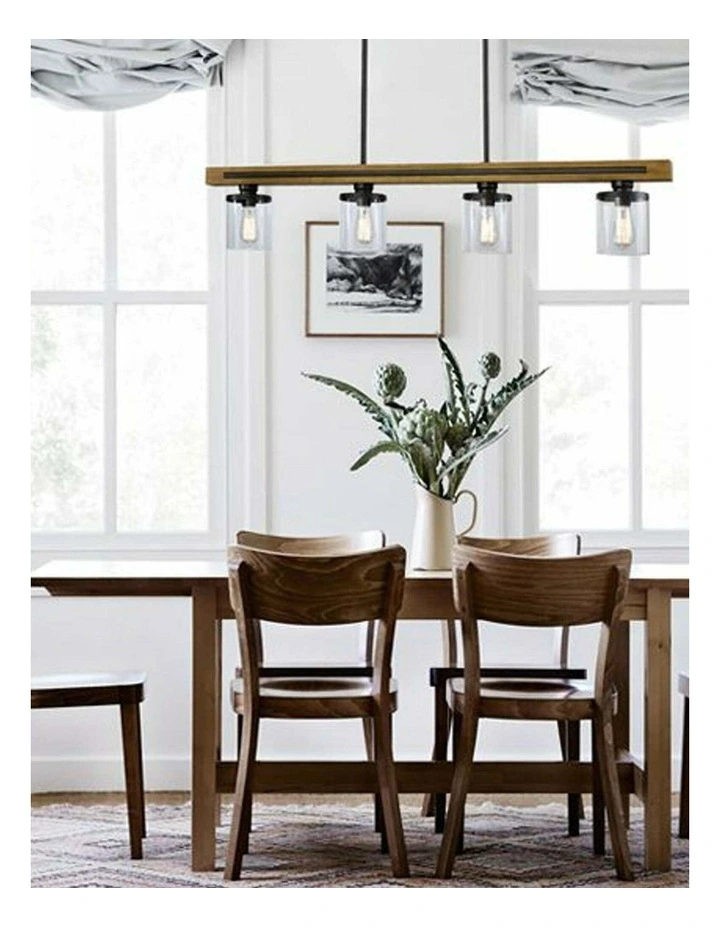 Meti Medieval Rustic Warm Chestnut Wood Bar Pendant Light image 4
