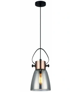 Fumoso Smokey Black Mirror Finish Glass Ellipse Shape Pendant Light